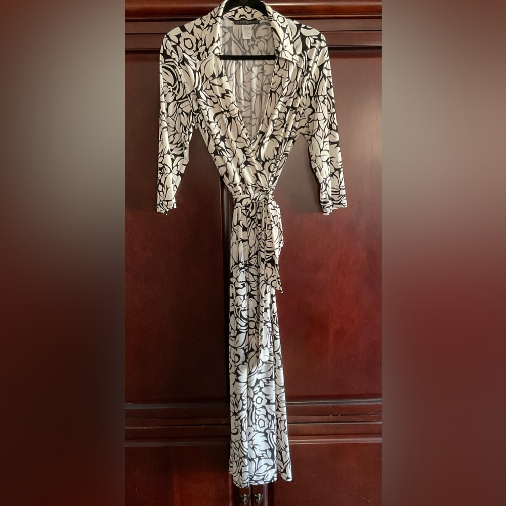 Coco Bianco Monochrome Floral Wrap Dress